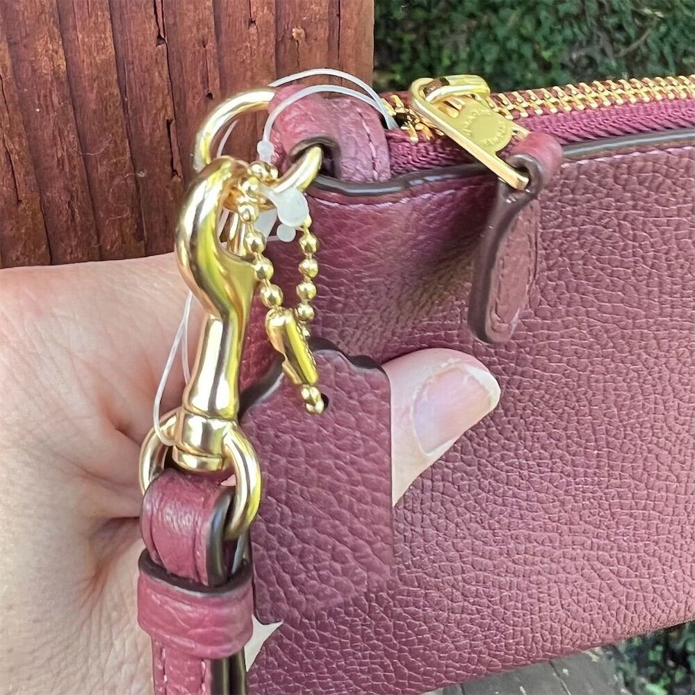 COACH Women's Pebble Leather Wristlet Wallet Vintage Mauve w Gold Hardware NWT - Picture 7 of 11